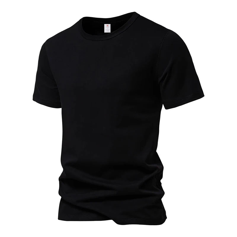 Men's Short Sleeve Basic Top Tees Casual 100% Cotton Regular Fit O-Neck T Shirts Black White Navy Gray