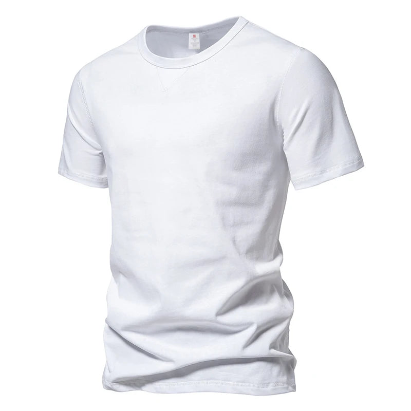 Men's Short Sleeve Basic Top Tees Casual 100% Cotton Regular Fit O-Neck T Shirts Black White Navy Gray