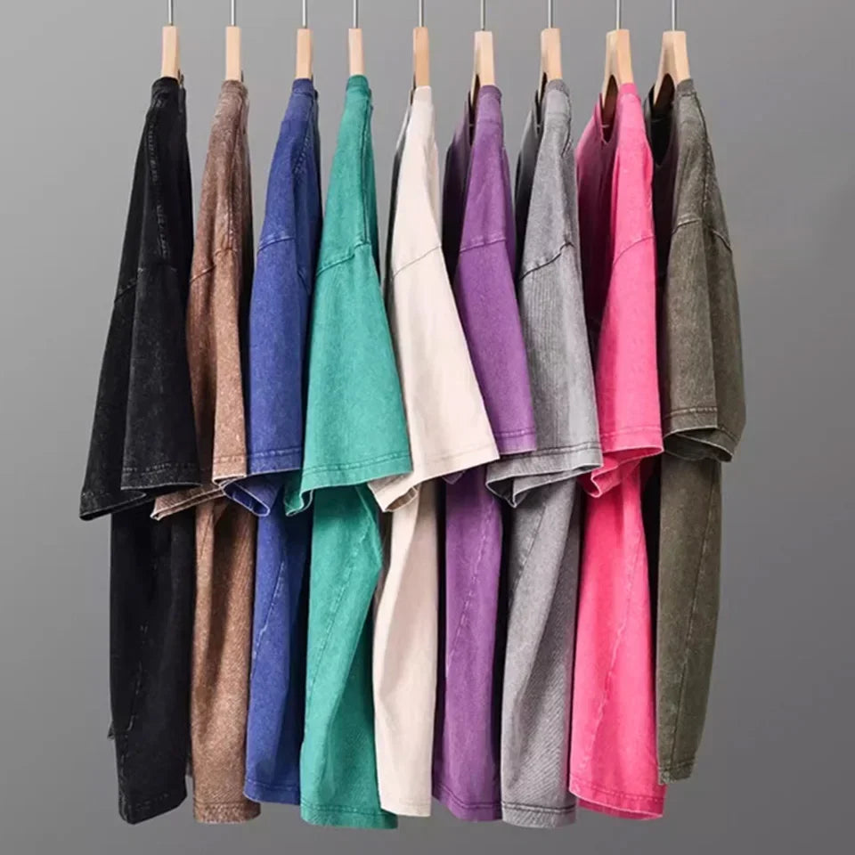 Summer Washed T shirt for Men Women Cotton Loose O-Neck Oversized Tee Men's Korean Y2k Tops Casual Vintage Short Sleeve T-shirt