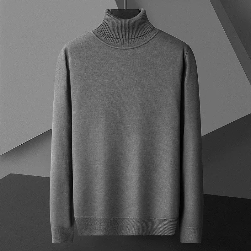 Men's Casual Slim Fit Basic Tops Long Sleeve Knitted Streetwear Lightweight Turtleneck Pullover Sweater Solid Color Sweater Men
