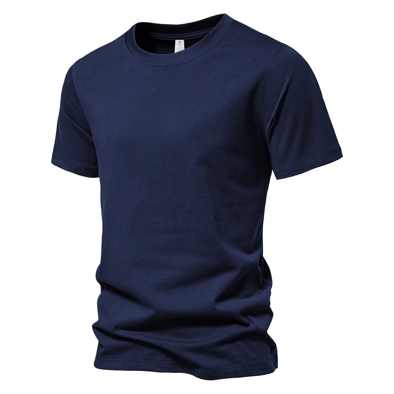Men's Short Sleeve Basic Top Tees Casual 100% Cotton Regular Fit O-Neck T Shirts Black White Navy Gray