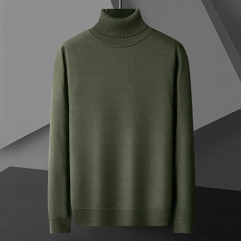 Men's Casual Slim Fit Basic Tops Long Sleeve Knitted Streetwear Lightweight Turtleneck Pullover Sweater Solid Color Sweater Men