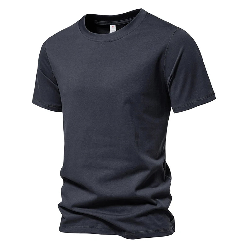 Men's Short Sleeve Basic Top Tees Casual 100% Cotton Regular Fit O-Neck T Shirts Black White Navy Gray