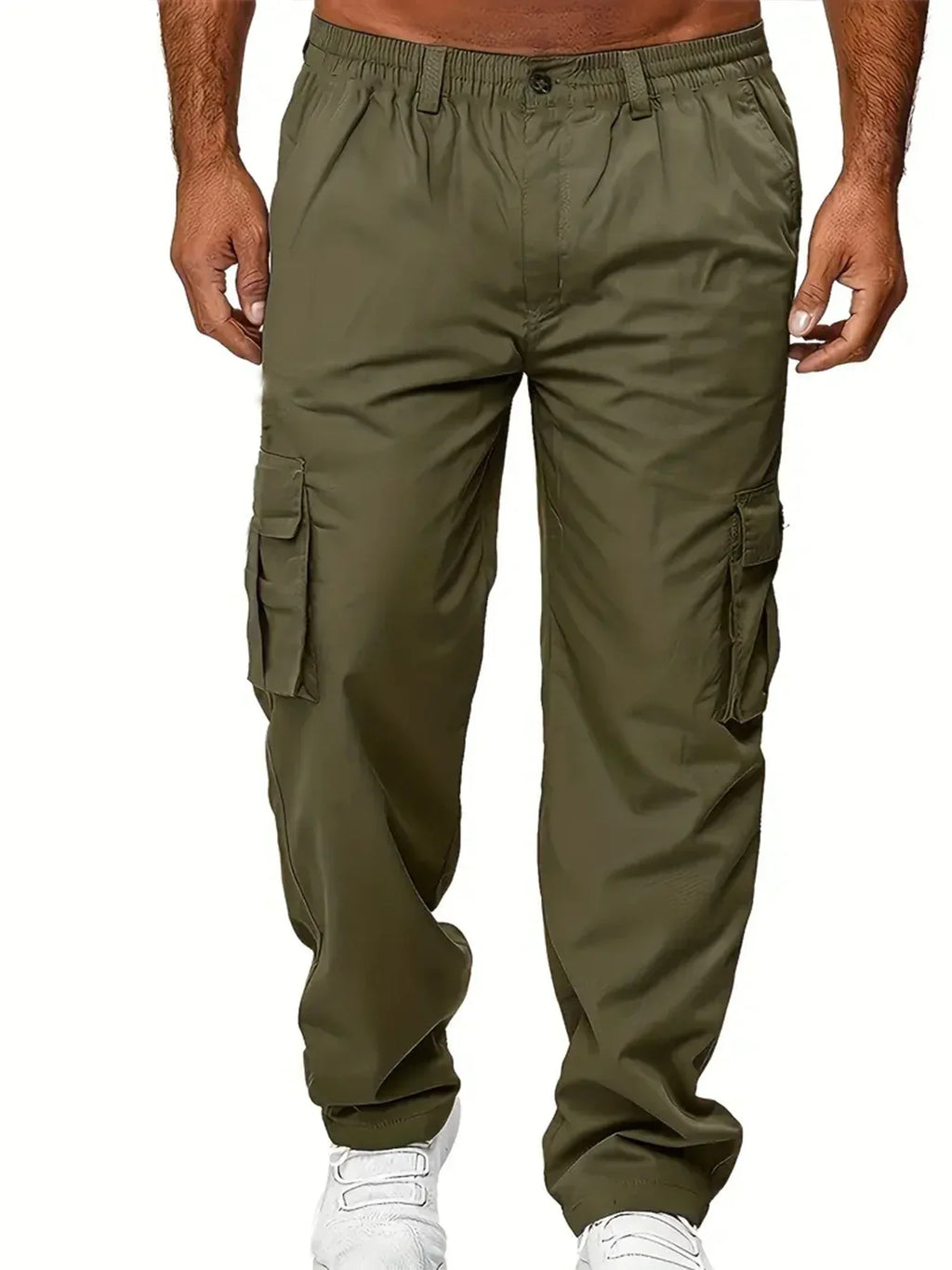 Men's Cargo Pants Sweatpants Outdoor Loose Straight Long Trousers Summer Casual Multi-Pocket Durable Workwear Male Trousers