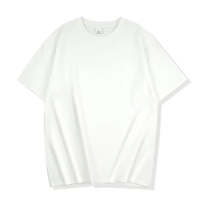 High-quality Men's T-Shirt 240 Gsm 100% Cotton T Shirt Men Women Solid Basic Casual Clothing Oversized Half Sleeve Black White