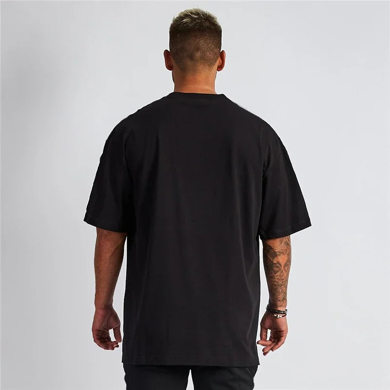 High-quality Men's T-Shirt 240 Gsm 100% Cotton T Shirt Men Women Solid Basic Casual Clothing Oversized Half Sleeve Black White