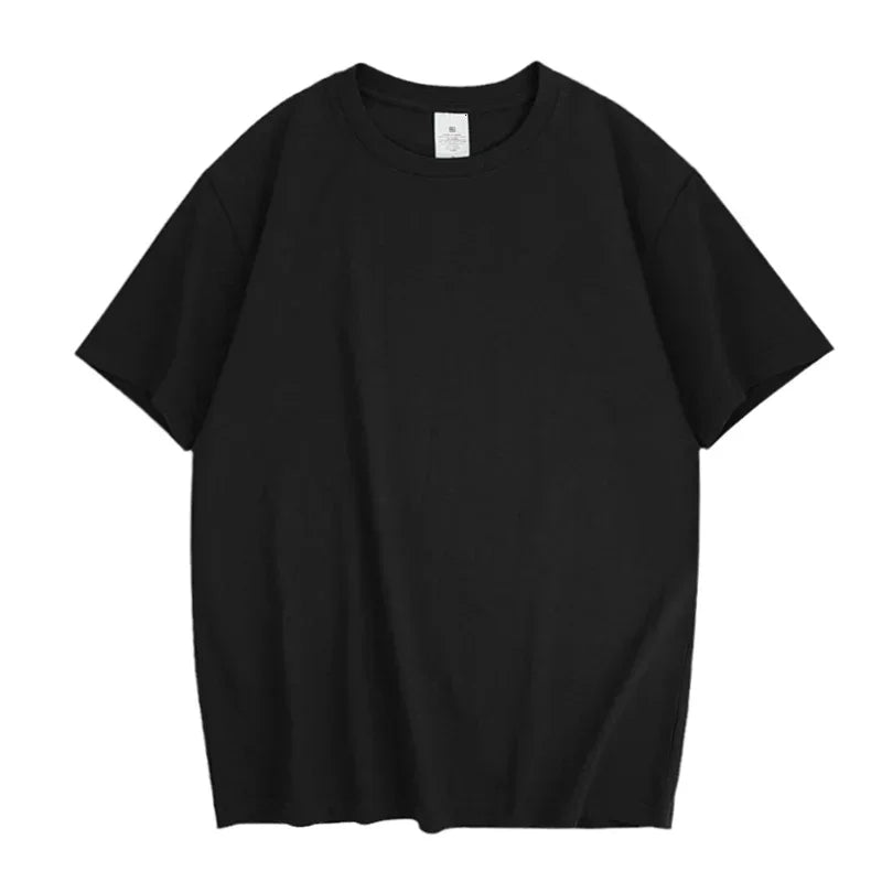 High-quality Men's T-Shirt 240 Gsm 100% Cotton T Shirt Men Women Solid Basic Casual Clothing Oversized Half Sleeve Black White